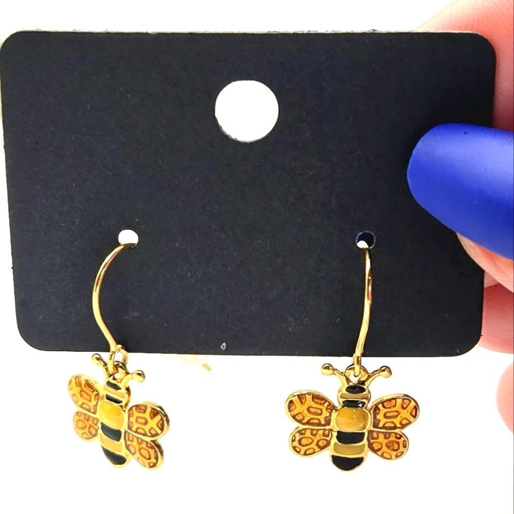"5/$40" Goldtone Honeybee Bumble Bee Dainty Dangle Earrings
